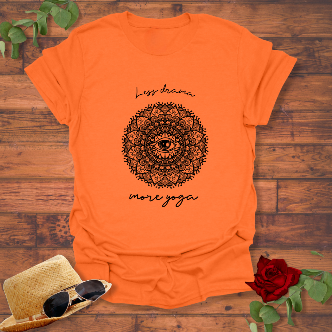 Less Drama More Yoga T-shirt | Peachy Mind Unisex 100% Cotton T-Shirt