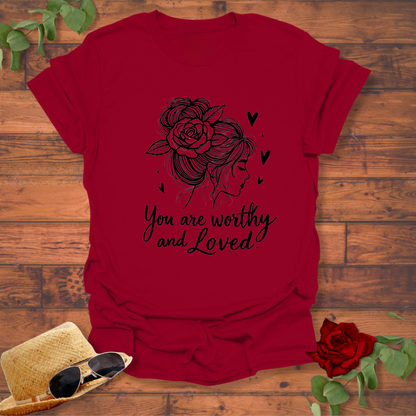 You Are Worthy and Loved T-shirt | Peachy Mind Unisex 100% Cotton T-Shirt