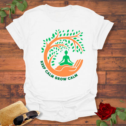 Keep Calm Grow Calm T-shirt | Peachy Mind Unisex 100% Cotton T-Shirt