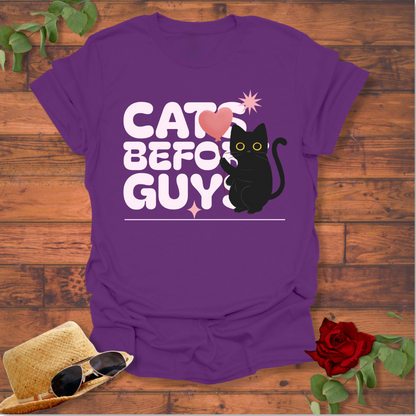 Cats Before Guys T-shirt | Peachy Mind Unisex 100% Cotton T-Shirt