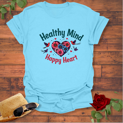 Healthy Mind Happy Heart T-shirt | Peachy Mind Unisex 100% Cotton T-Shirt