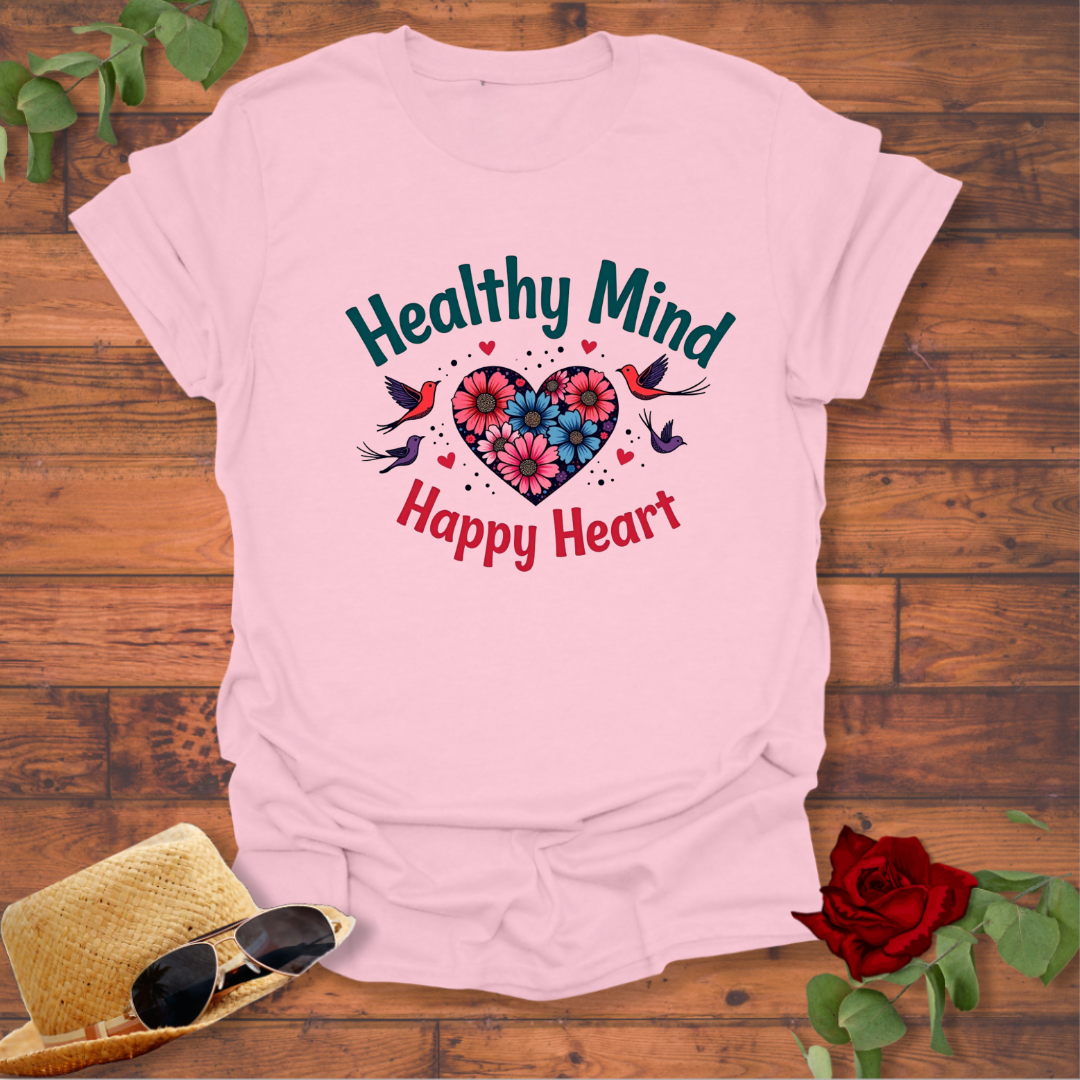 Healthy Mind Happy Heart T-shirt | Peachy Mind Unisex 100% Cotton T-Shirt