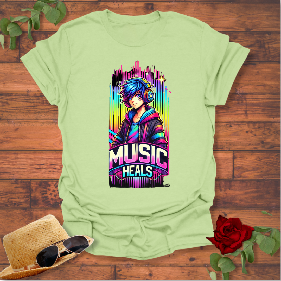 Music Heals T-shirt | Peachy Mind Unisex 100% Cotton T-Shirt