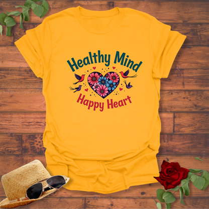 Healthy Mind Happy Heart T-shirt | Peachy Mind Unisex 100% Cotton T-Shirt