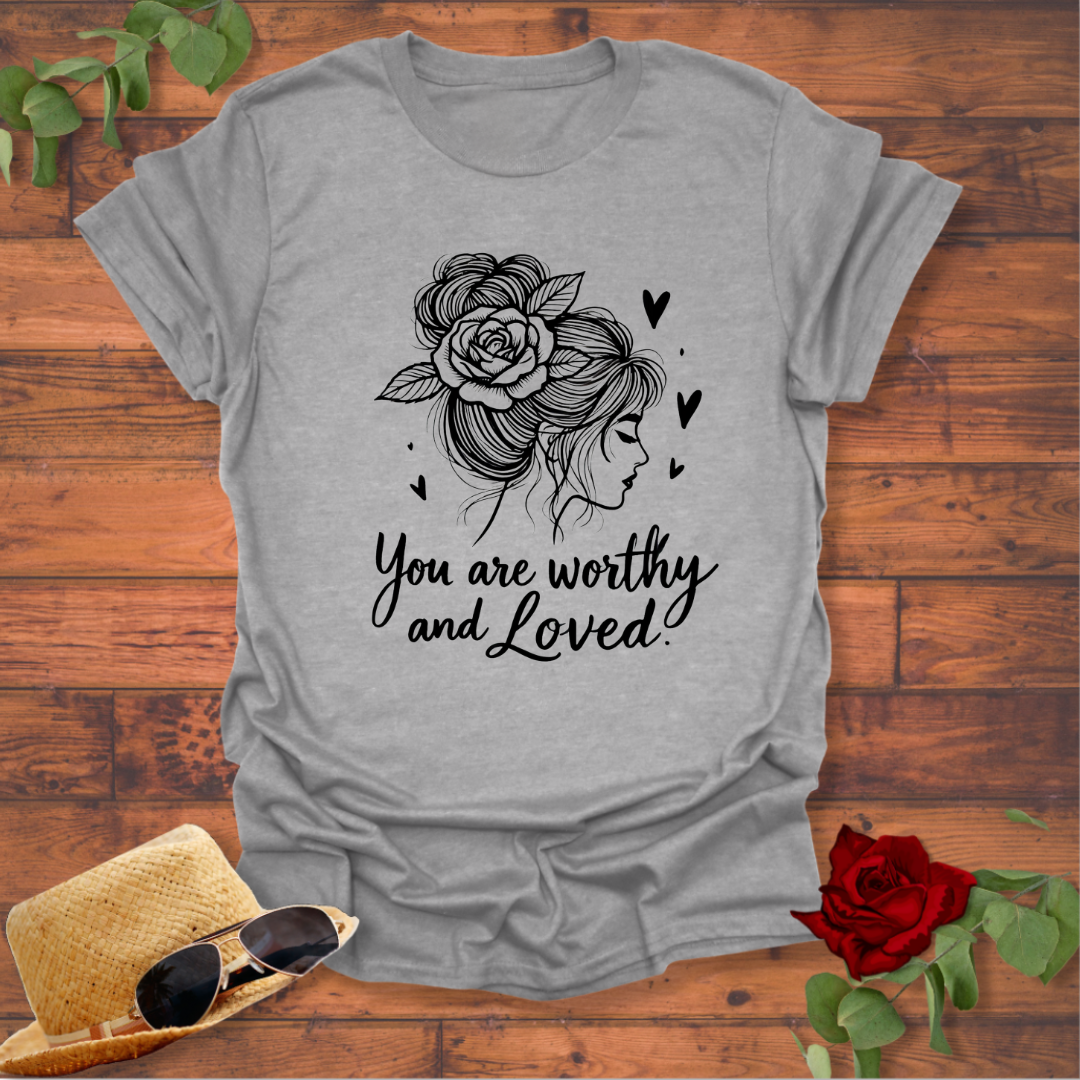 You Are Worthy and Loved T-shirt | Peachy Mind Unisex 100% Cotton T-Shirt