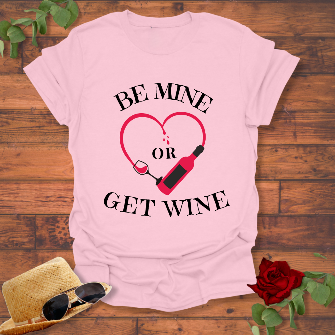 Be Mine or Get Wine T-shirt | Peachy Mind Unisex 100% Cotton T-Shirt