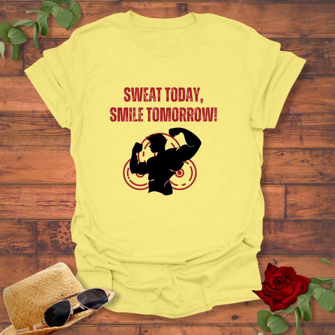 Sweat Today Smile Tomorrow T-shirt | Peachy Mind Unisex 100% Cotton T-Shirt
