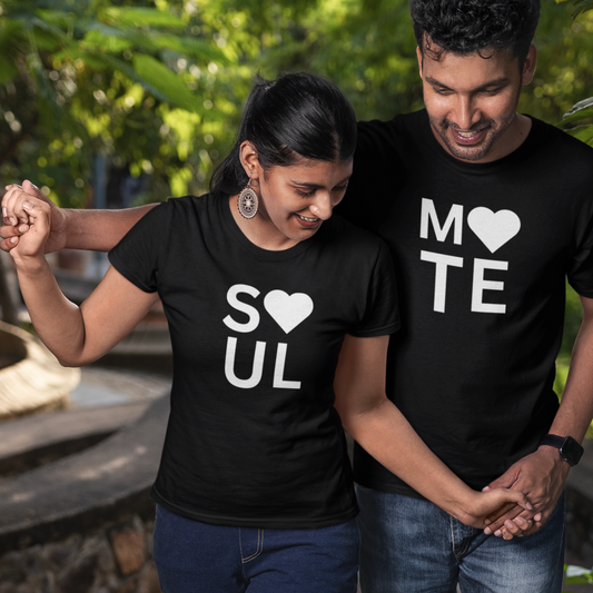 Soul Mate Couple T-shirts | Peachy Mind Unisex 100% Cotton T-Shirt