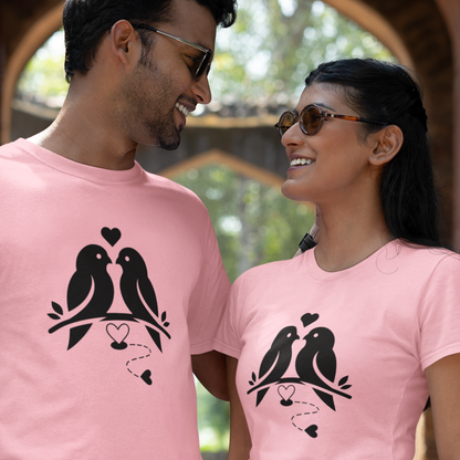 King & Queen Birds Couple T-shirts | Peachy Mind Unisex 100% Cotton T-Shirt