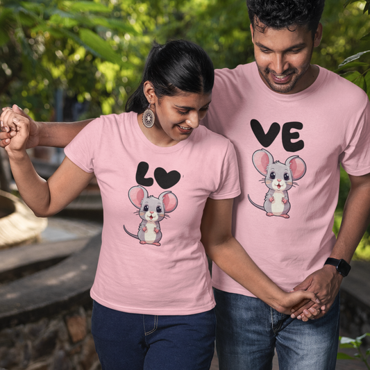 Micky Mouse Love Couple T-shirts | Peachy Mind Unisex 100% Cotton T-Shirt