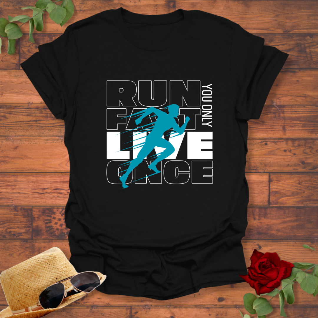Run Fast Live Once T-shirt | Peachy Mind Unisex 100% Cotton T-Shirt