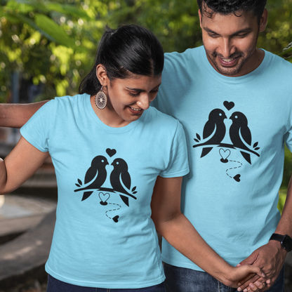King & Queen Birds Couple T-shirts | Peachy Mind Unisex 100% Cotton T-Shirt