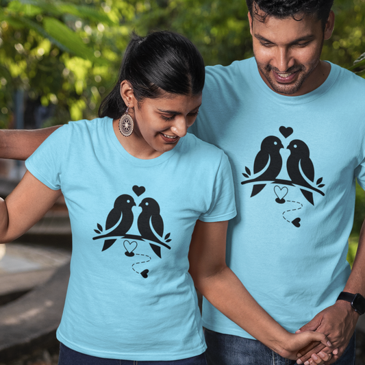 King & Queen Birds Couple T-shirts | Peachy Mind Unisex 100% Cotton T-Shirt