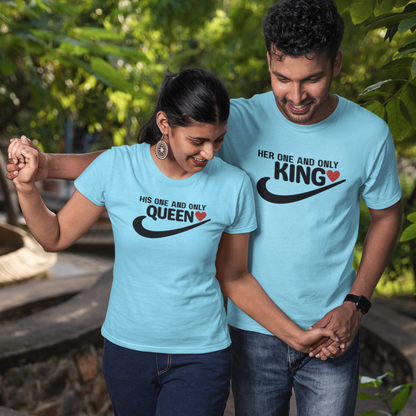 King & Queen  Couple T-shirts | Peachy Mind Unisex 100% Cotton T-Shirt