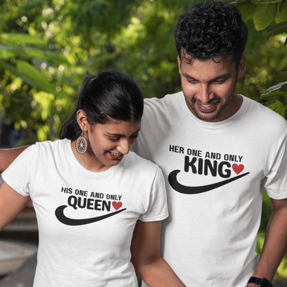 King & Queen  Couple T-shirts | Peachy Mind Unisex 100% Cotton T-Shirt