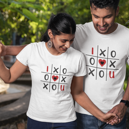 Love Game  - Tic Tac Toe Couple T-shirts | Peachy Mind Unisex 100% Cotton T-Shirt